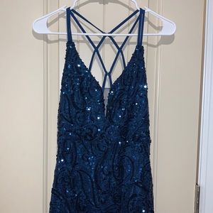 Blue Sequin Long Dress